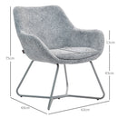 Sedia Moderna con Braccioli e Schienale Imbottiti 63x69x75 cm in Tessuto Effetto Lino Grigio  