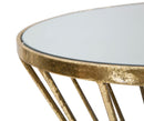 Tavolinetto Hypnos Ø35x70 cm in Ferro MDF e Vetro Oro