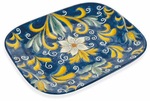 online Assiette décorative 37x30x4 cm en Dolomite VdE Tivoli 1996 Bleu Sicilia