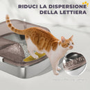 Lettiera per Gatti Extra Large 53x42x27 cm con Vassoio Paletta Bordi Alti Fino a 15 kg in Acciaio Inox Grigio Carbone      