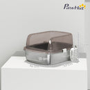 Lettiera per Gatti Extra Large 53x42x27 cm con Vassoio Paletta Bordi Alti Fino a 15 kg in Acciaio Inox Grigio Carbone      