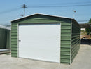 Capannone Box con Saracinesca in Lamiera Verde per Deposito Attrezzi 370x790x280cm Enaudi