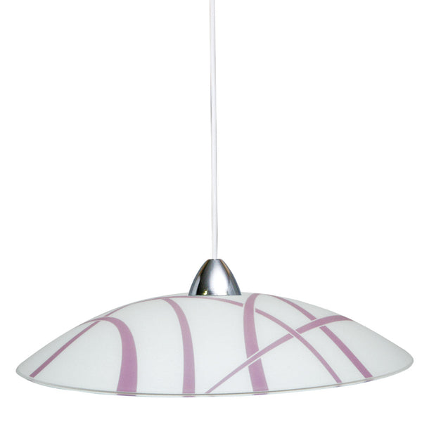 Suspension D50 1xE27 Cadre Blanc-Chrome Plaque Verre Blanc-Violet E-Energy Dario prezzo