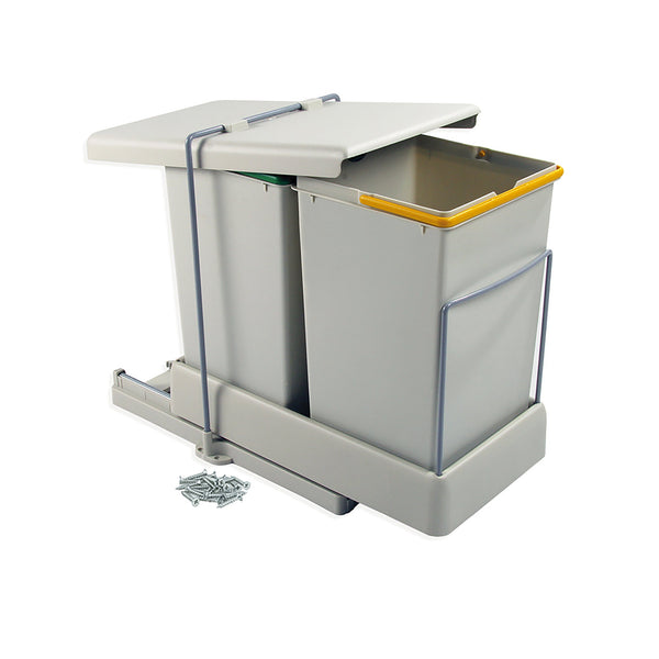 Emuca Gris Poubelle 2 Conteneurs pour Meubles de Cuisine 14L Extraction Automatique sconto