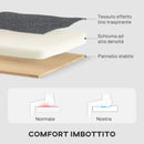 Divano Letto 3 Posti 197x129x85 cm con Chaise e Spazio Contenitore in Tessuto Effetto Lino Grigio Carbone      