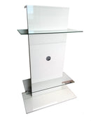 Mobile TV a Torre 2 Mensole in Vetro 104x50x169cm TFT  Primo Bianco Lucido