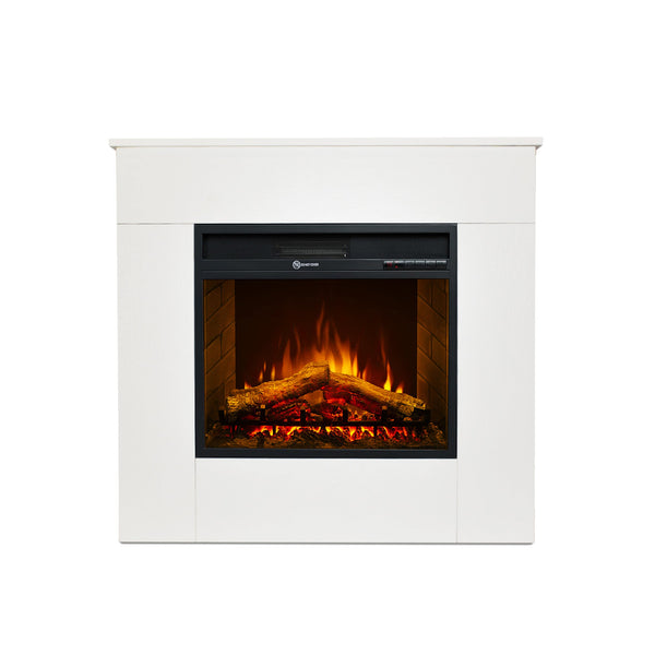 acquista Camino Elettrico da Terra 96x36x90 cm Michelangelo in Legno Bianco