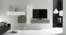 Parete Attrezzata Mobili Salotto 4 Mobili Sospesi 169x327x31cm TFT  Cube Bianco Lucido e Grigio Opaco