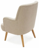 Poltrona Imbottita in Tessuto con Gambe in Legno Soriani Ecrù