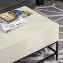 Tavolino Basso con Piano Sollevabile 90x60,5x45,5 in Metallo e MDF Legno Chiaro
