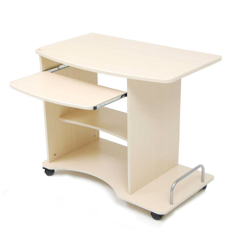 Scrivania Porta Pc 90x55xH77cm in Legno con Portatastiera Smart Acero