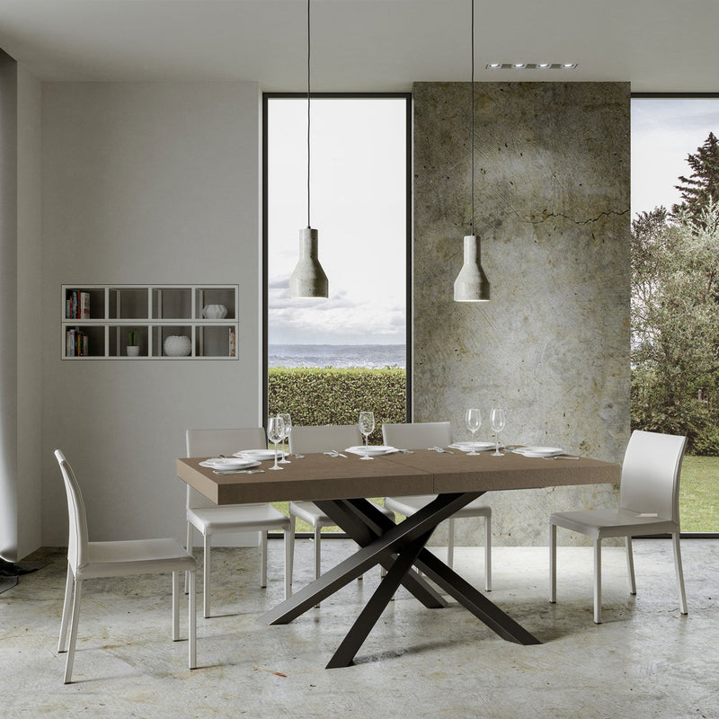 Tavolo Allungabile 200-304x90x77 cm Volantis Tortora Telaio Antracite 