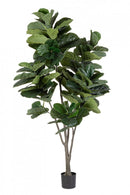 Set 2 Piante Artificiali di Ficus Ø120x230 cm in Plastica con Vasi Verde