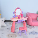 Postazione Trucco Specchiera Giocattolo per Bambini con Sgabello   Rosa