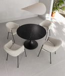Tavolo Fisso Side 120x120x76 cm Top in Ceramica Marmo Nero