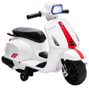 Moto Elettrica per Bambini Licenza Vespa Batteria Ricaricabile 6V Rotelle e Luci Bianco      