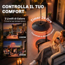 Riscaldatore Sospeso da Esterno 2000 W 42x42x11,5 cm con LED Controllo APP Telecomando e Touch e Timer in Metallo Nero      