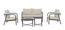 Set 5 Pezzi Salotto da Giardino con Divano 2 Poltrone e 2 Tavolini in Acciaio e Spunpoly Ostuni Antracite 