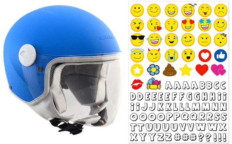 Casco Demi-Jet per Bambini Visiera Lunga CGM Magic Smile 205S Azzurro Opaco Varie Misure