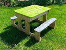 Tavolo Gioco per Bambini con Panche 100x80x52h cm in Legno Picnic Splash