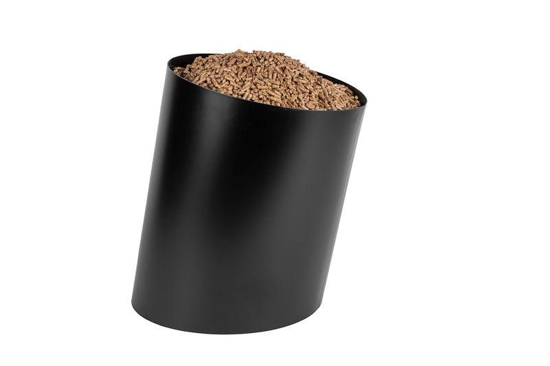 Porta Pellet Inclinato Ø39x50 cm in Ferro Verniciato Grigio Martellato