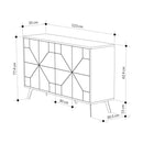 Madia Credenza Design Geometrico Moderno 123x77 cm con 4 Ante in Legno Rovere      