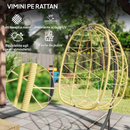 Dondolo Pensile da Giardino Pieghevole con Cuscini 102x102x195 cm in Acciaio e Rattan PE Nera Grigia e Beige