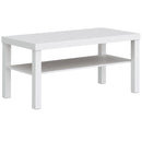 Tavolino da Salotto Rettangolare 90x45x44,5 cm con Ampio Ripiano in MDF Bianco      