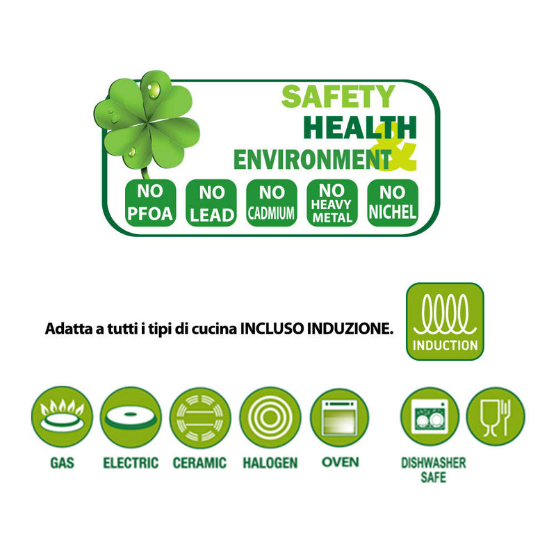 Set 3 Padelle Ø 20-24-28 cm Antiaderente Induzione Silex Collection Nero