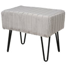Panca Imbottita 50x35x43,5 cm in Metallo e Peluche  Grigia