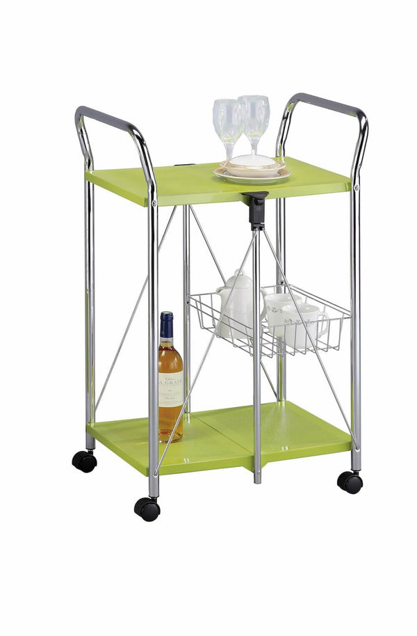 sconto Tosini TA019G Chariot de Cuisine Pliant Vert en Acier