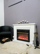 Camino Elettrico da Pavimento 84,5x110x30 cm Effetto Fiamma 1500W Maxim & Mars Bianco