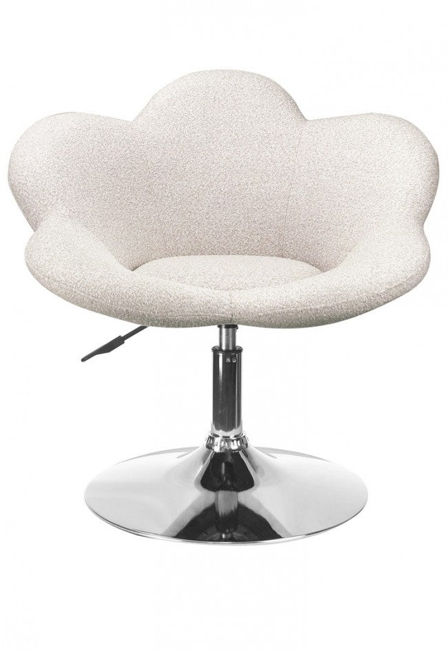 Set 2 Poltroncine da Soggiorno 69x55x69/81 cm in Schiuma Poliuretanica Fleur Cromo-Beige