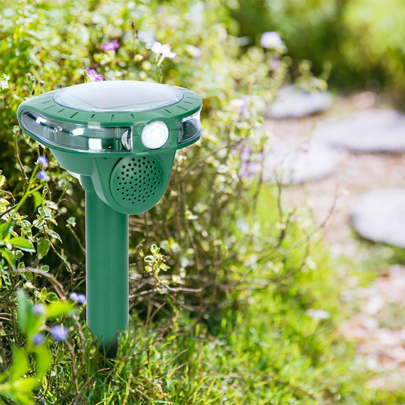 Repellente Elettrico ad Ultrasuoni con Pannello Solare per talpe e animali Verde