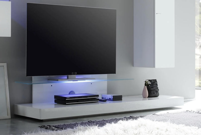 Mobile TV Mensola in Vetro 51x200x51cm TFT  Cube Bianco Lucido