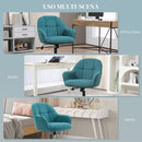 Sedia da Ufficio Girevole ad Altezza Regolabile 63x66x86-96 cm in Tessuto Effetto Lino e Acciaio Verde Scuro