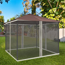 Zanzariera per Gazebo Tende di Ricambio Universale 302x207 cm con Cerniere Nero/Beige