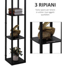 Scaffale Soggiorno in MDF con Lampada 40W Rete Nero Bianco 26x26x160 cm 