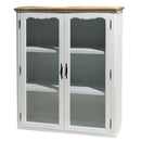 Vetrinetta in Legno 2 Ante 3 Ripiani 90x32,5x114cm Country Bianca