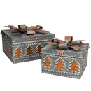 Set 2 Scatole in Metallo grigio oro quadro 