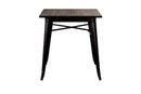 Tavolo Quadrato in Metallo Top in Legno Bristol Marrone