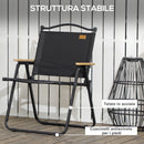 Set 2 Sedie per Esterni 54x59x78 cm Seduta in Tessuto Oxford e Acciaio  Nero  