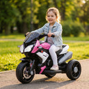 Moto Elettrica per Bambini 37-60 Mesi 86x42x52 cm con Pedale Fari Musica e Clacson 3 km/h Max 25 kg in PP e Metallo Rosa      