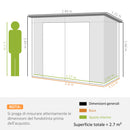 Capanno Porta Attrezzi 249x121x183 cm con 2 Prese d'Aria e Chiavistello in Acciaio Verde      