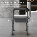 Sedia da Doccia 3 in 1 con Schienale e Braccioli Altezza Regolabile e Piedini Antiscivolo Bianco
