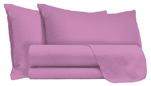 Ensemble de draps doubles dessus et dessous et taies d'oreiller couleur unie lilas sconto