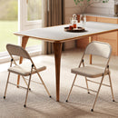 Set di 2 Sedie Pieghevoli 45x46x78 cm con Seduta Imbottita in poliestere e Struttura in Acciaio Beige      