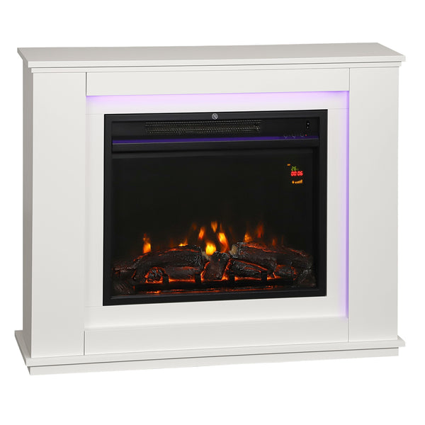 acquista Camino Elettrico da Pavimento 98x25x80 cm con Fiamma a 12 Colori e 5 Luminosità Telecomando e Timer Bianco e Nero