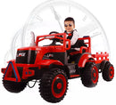 Trattore Elettrico per Bambini 12V con Rimorchio Kidfun Rural Arancione