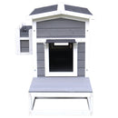 Cuccia da Esterno Rialzata con Balconcino e Tetto Impermeabile in Legno Grigio 83x66.5x74.7 cm 